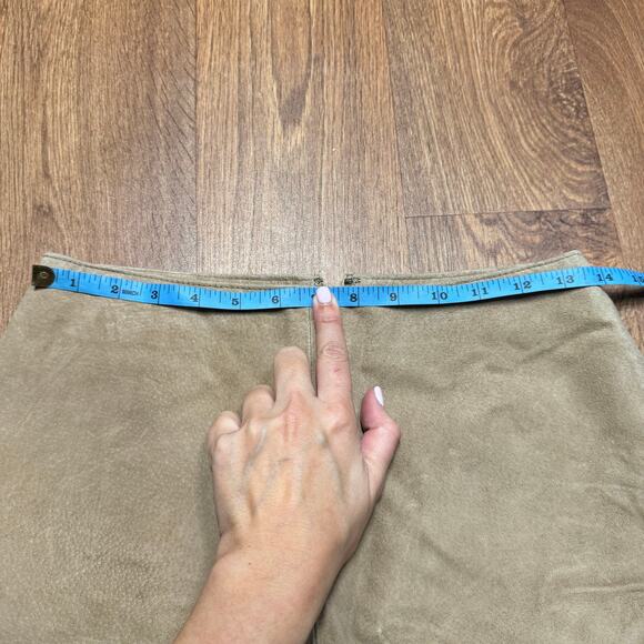 Modern Images Suede Skirt Womens 4 Midi 100% Leather Light Brown Tan Old Money - Picture 8 of 10